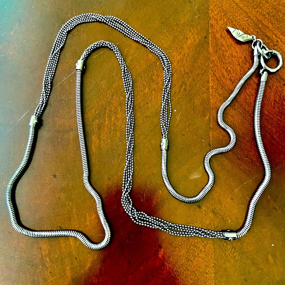 Diane Von Furstenberg Charcoal Tone Metal Long Chain 45” Necklace